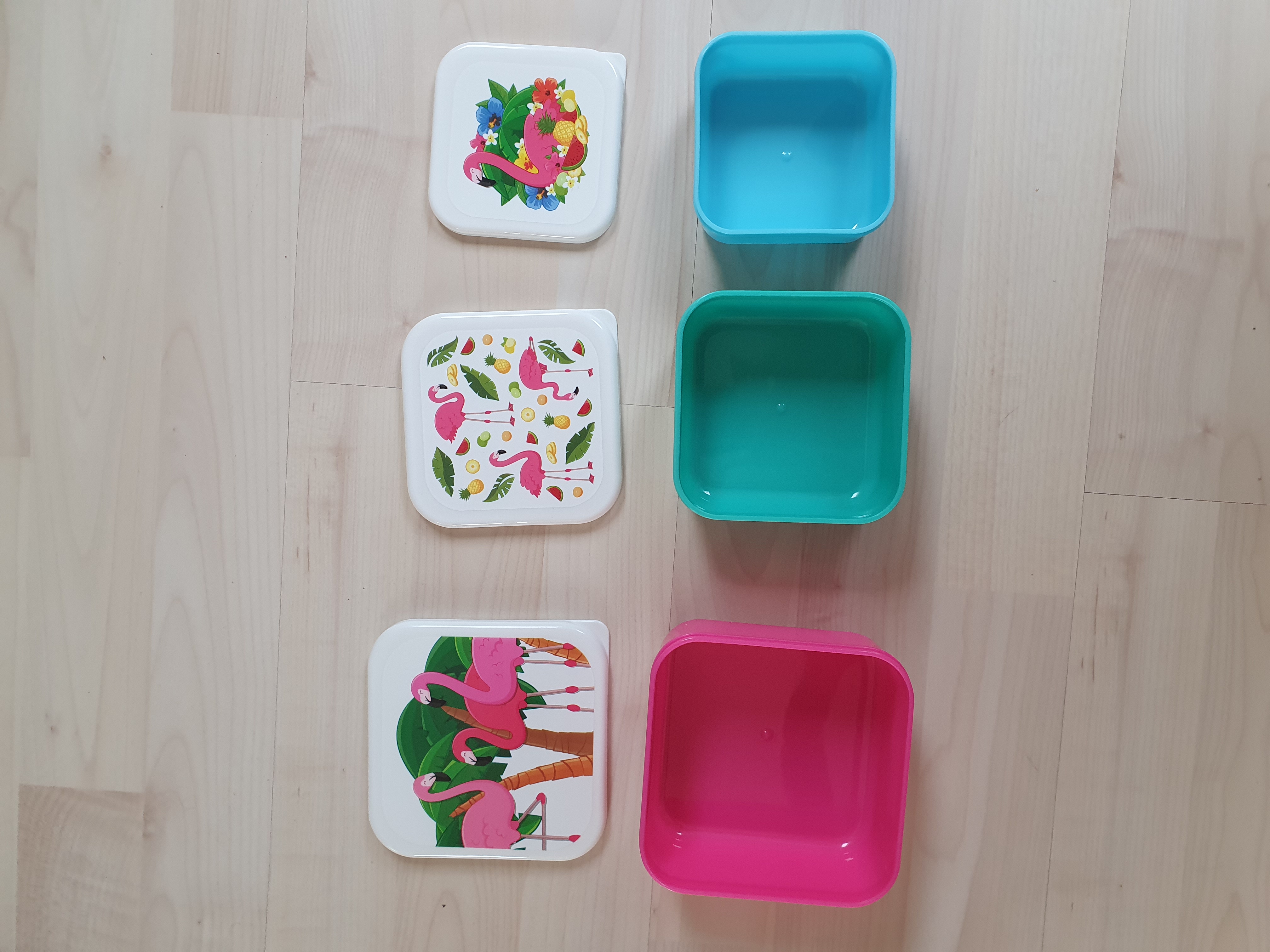 Tropischer Flamingo Design Lunchboxen Brotdosen 3er Set S/M/L