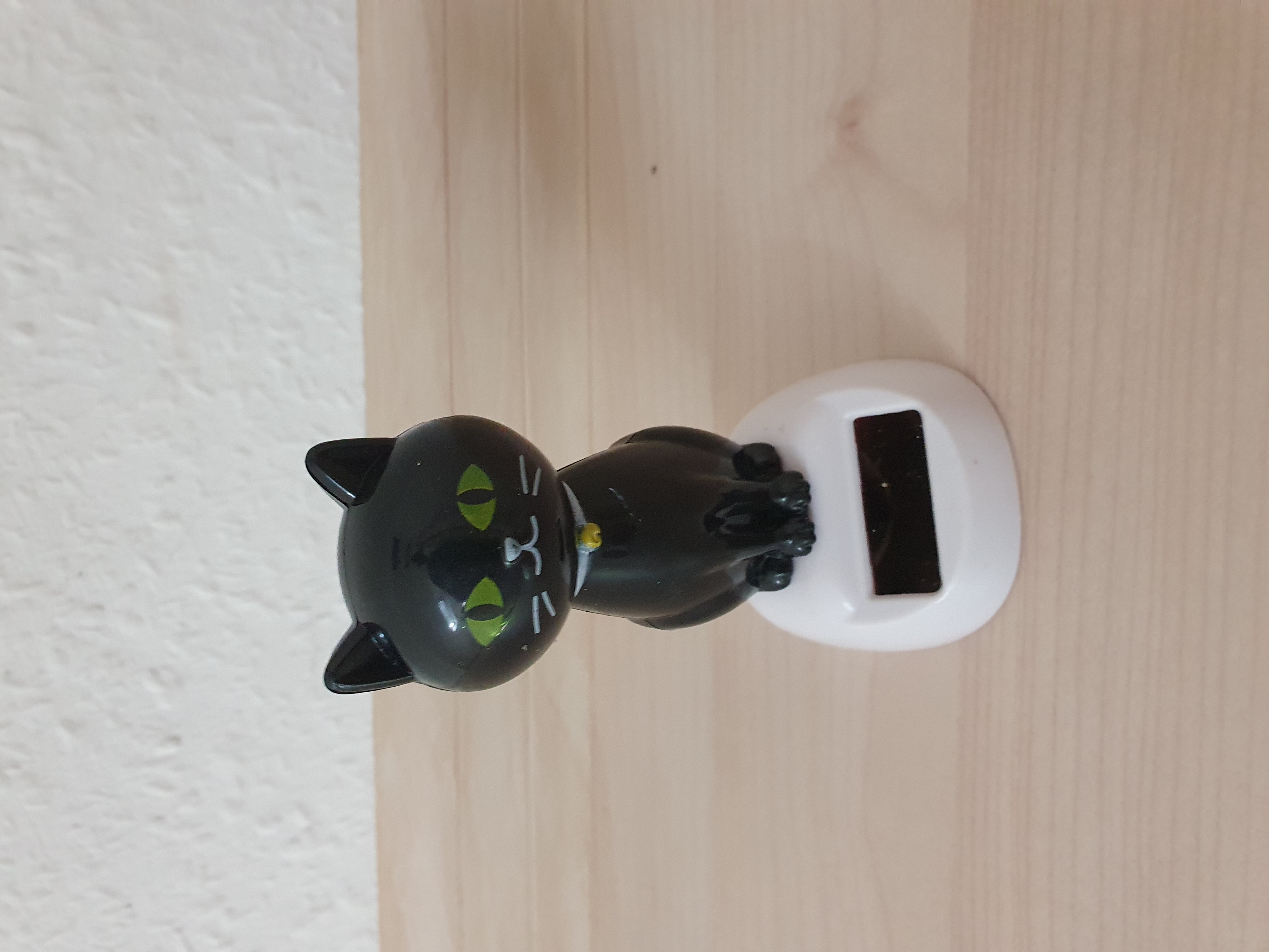 Schwarze Katze Solar Pal Wackelfigur